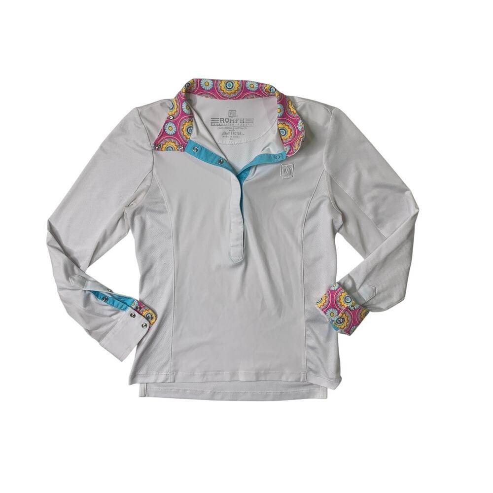Romfh Equestrian Shirt Girls M Medium Abrion Girls Micro-cool Long Sleeve Horse